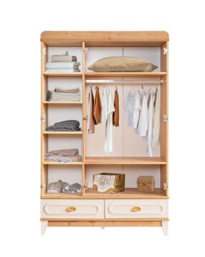 Soft 3 Kapılı Dolap / Meşe-Krem / 3 Kapaklı Gardrop