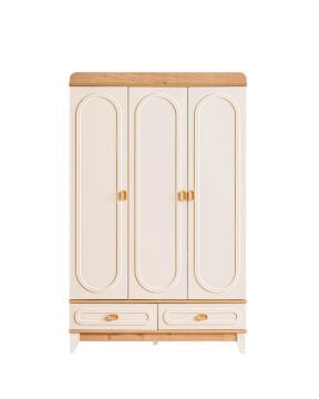 Soft 3 Kapılı Dolap / Meşe-Krem / 3 Kapaklı Gardrop