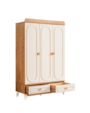 Soft 3 Kapılı Dolap / Meşe-Krem / 3 Kapaklı Gardrop