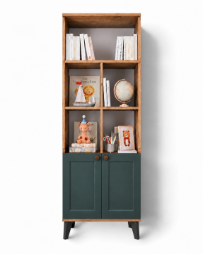 Loren Kitaplık / Komple MDF / Çam-Yeşil