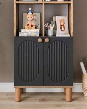 Otto Kitaplık / Komple MDF / Çam-Antrasit
