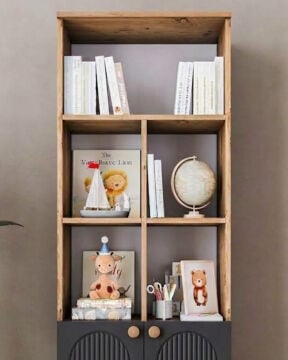 Otto Kitaplık / Komple MDF / Çam-Antrasit