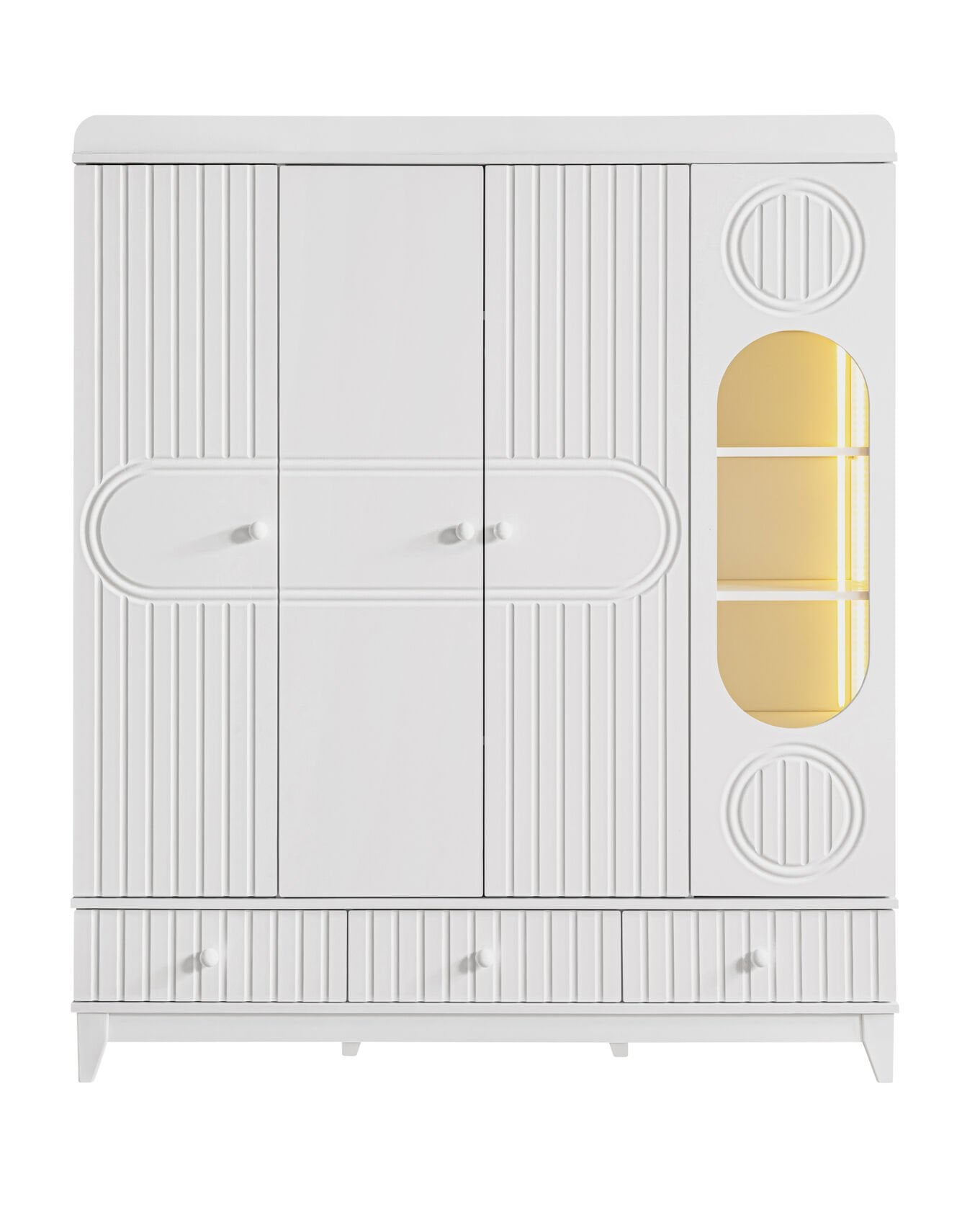 Klas 4 Kapılı Dolap / Beyaz / 4 Kapaklı Gardrop / Led Işıklı
