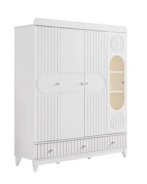 Klas 4 Kapılı Dolap / Beyaz / 4 Kapaklı Gardrop / Led Işıklı