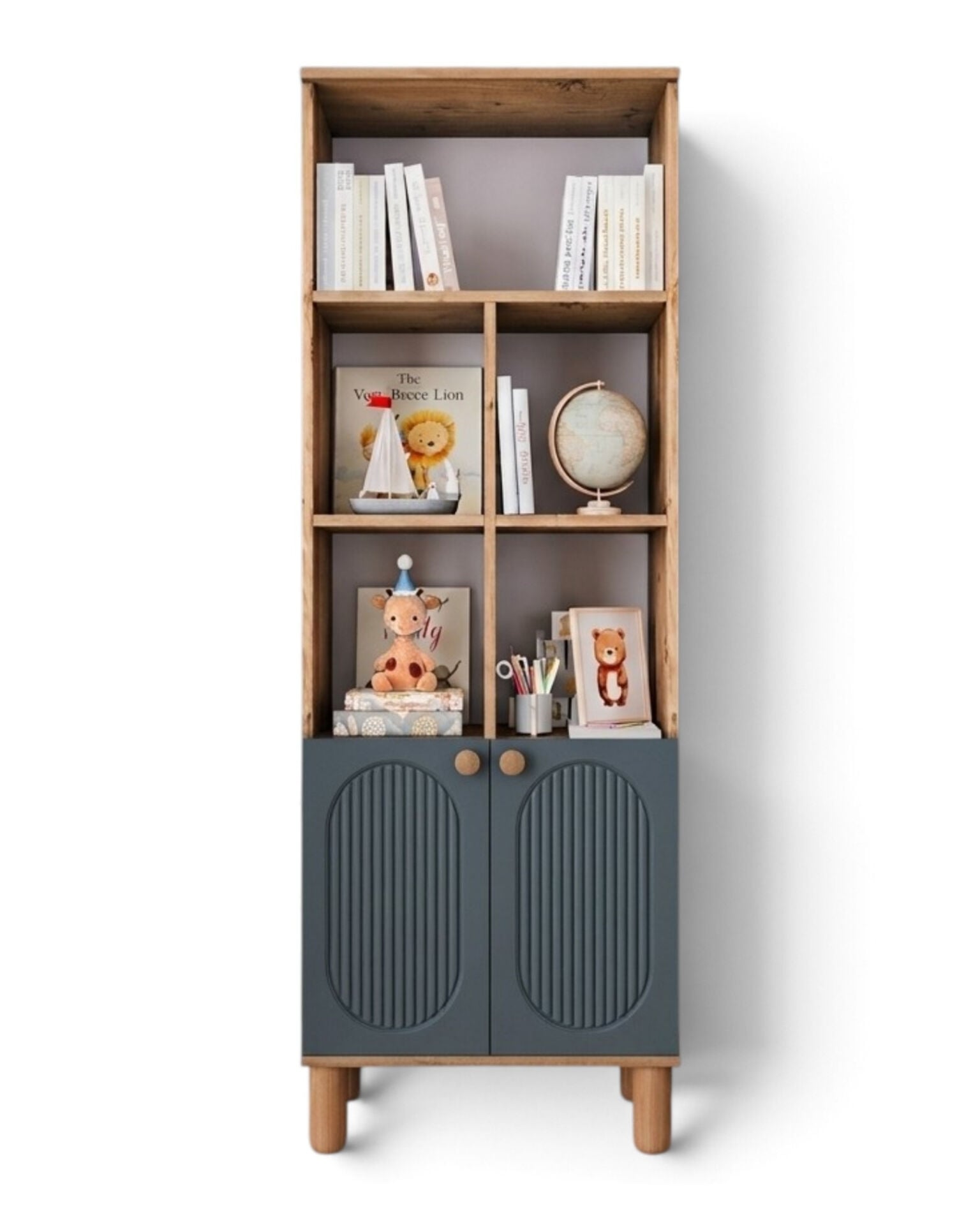 Otto Kitaplık / Komple MDF / Çam-Yeşil