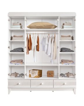 Bakü 4 Kapılı Dolap / Beyaz / 4 Kapaklı Gardrop