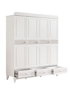 Bakü 4 Kapılı Dolap / Beyaz / 4 Kapaklı Gardrop