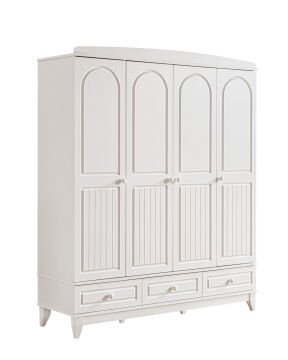 Deniz 4 Kapılı Dolap / Beyaz / 4 Kapaklı Gardrop