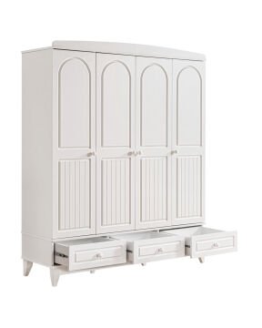 Deniz 4 Kapılı Dolap / Beyaz / 4 Kapaklı Gardrop