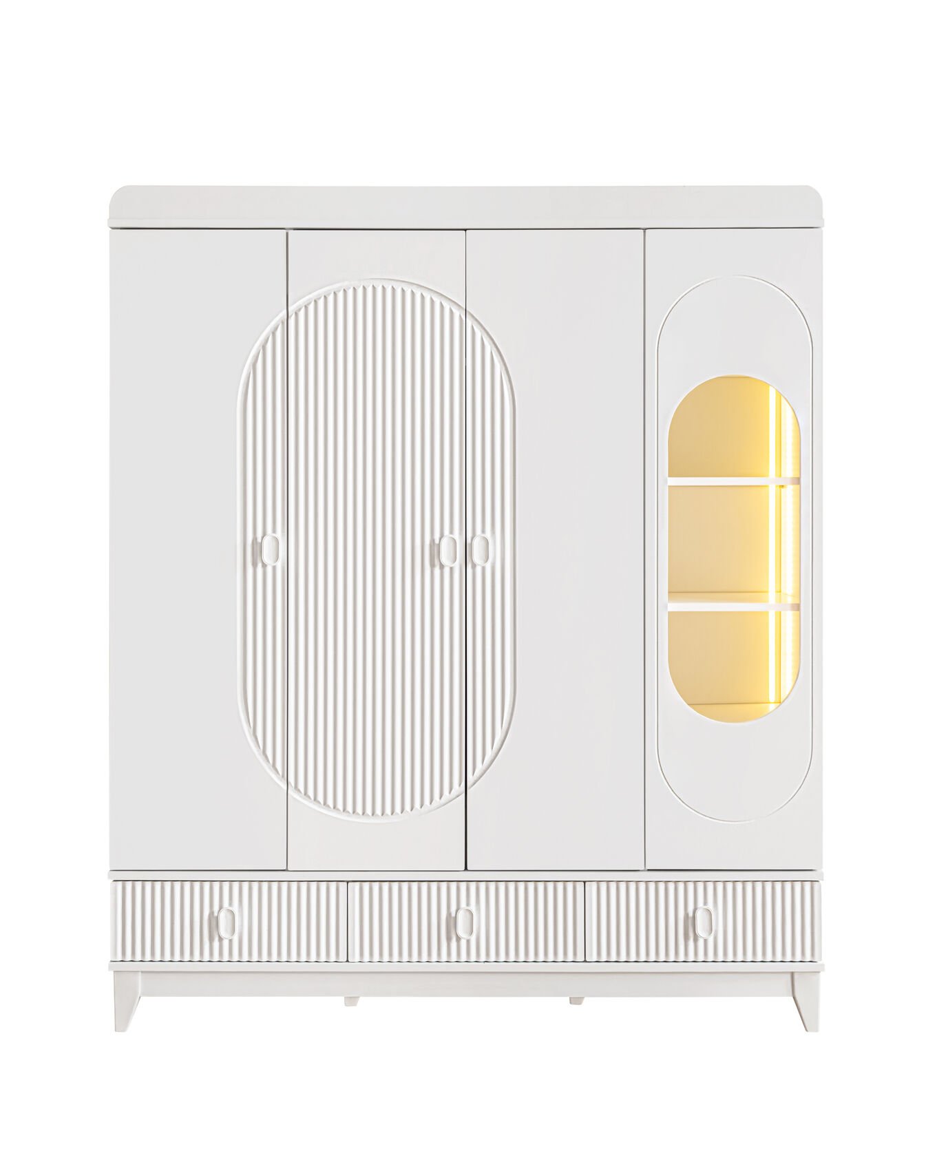 Vizyon 4 Kapılı Dolap / Beyaz / 4 Kapaklı Gardrop / Led Işıklı