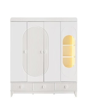 Vizyon 4 Kapılı Dolap / Beyaz / 4 Kapaklı Gardrop / Led Işıklı