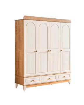 Deniz 4 Kapılı Dolap / Meşe-Krem / 4 Kapaklı Gardrop