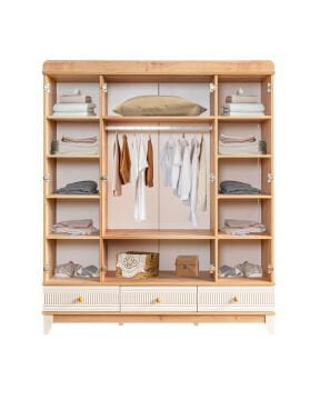 Bakü 4 Kapılı Dolap / Meşe-Krem / 4 Kapaklı Gardrop