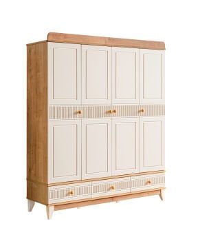 Bakü 4 Kapılı Dolap / Meşe-Krem / 4 Kapaklı Gardrop