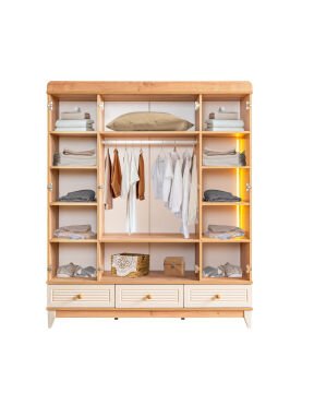 Tetri 4 Kapılı Dolap / Meşe-Krem / 4 Kapaklı Gardrop