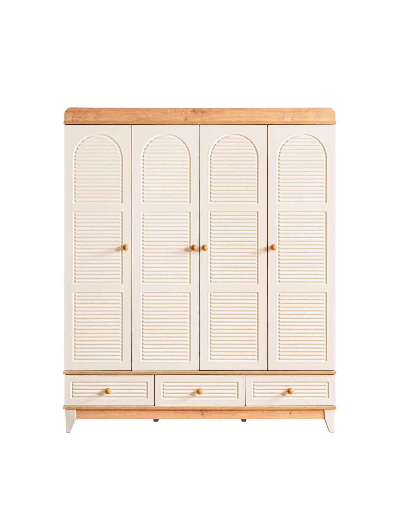 Tetri 4 Kapılı Dolap / Meşe-Krem / 4 Kapaklı Gardrop