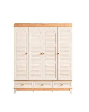 Tetri 4 Kapılı Dolap / Meşe-Krem / 4 Kapaklı Gardrop