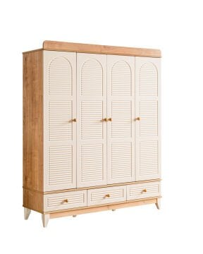 Tetri 4 Kapılı Dolap / Meşe-Krem / 4 Kapaklı Gardrop