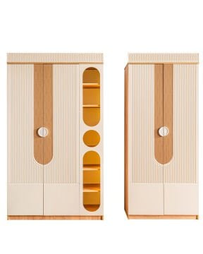 Vira 5 Kapılı Dolap / Meşe-Krem / 5 Kapaklı Gardrop / Led Işıklı