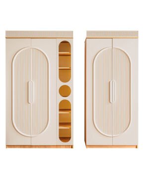 Tesla 5 Kapılı Dolap / Meşe-Krem / 5 Kapaklı Gardrop / Led Işıklı