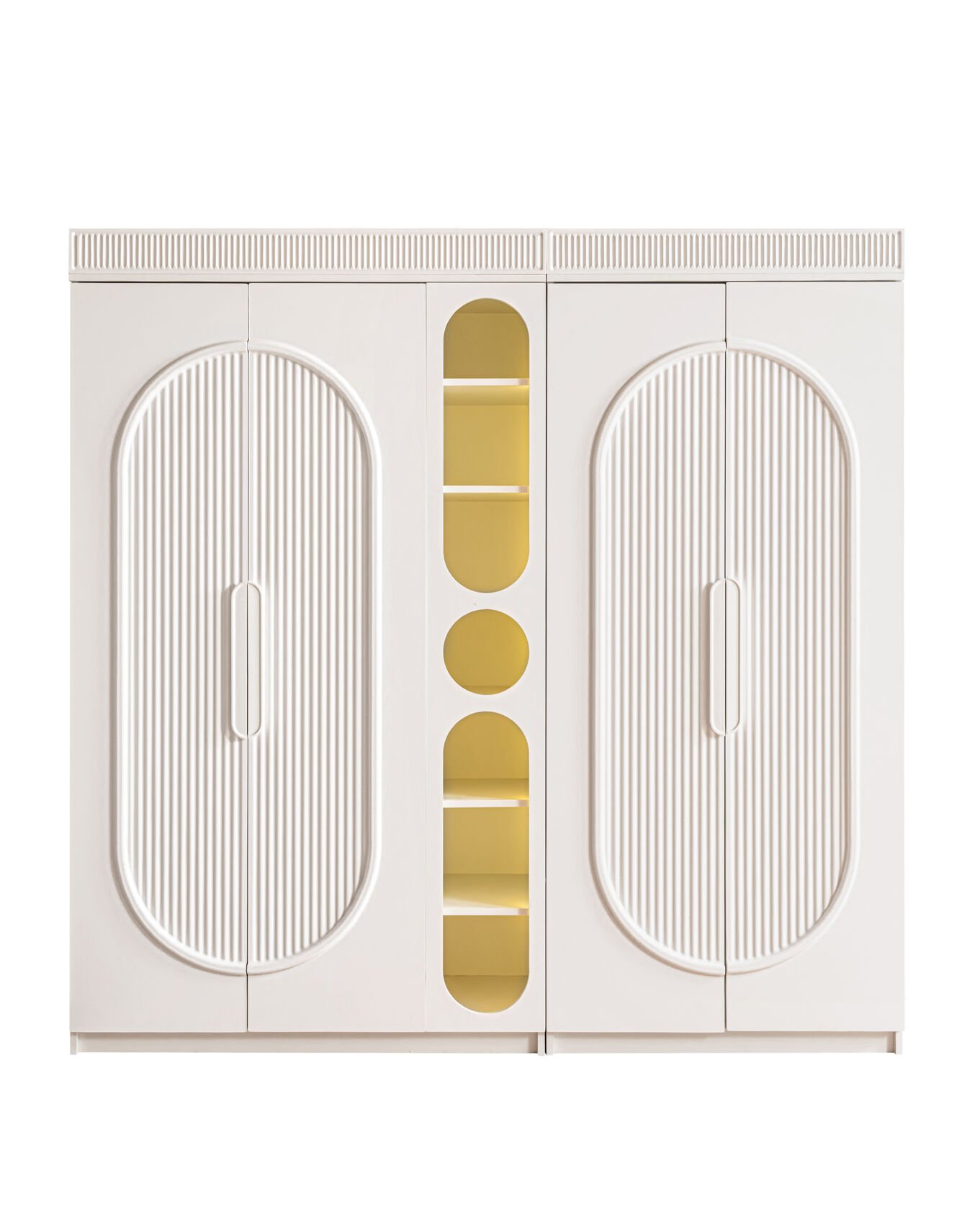 Tesla 5 Kapılı Dolap / Beyaz / 5 Kapaklı Gardrop / Led Işıklı