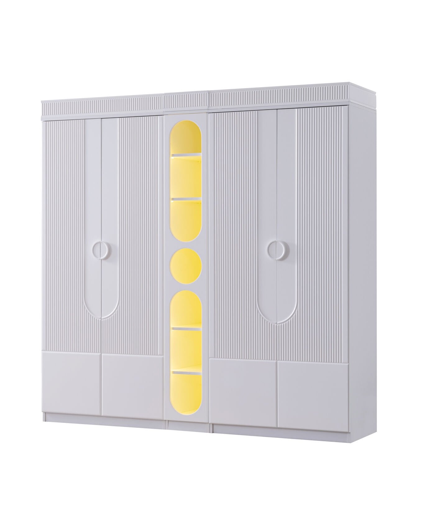 Vira 5 Kapılı Dolap / Beyaz / 5 Kapaklı Gardrop / Led Işıklı