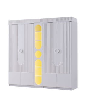 Vira 5 Kapılı Dolap / Beyaz / 5 Kapaklı Gardrop / Led Işıklı