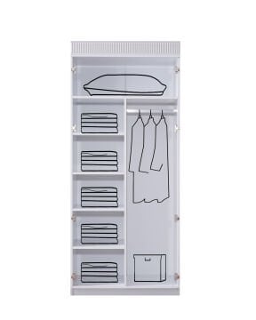 Vira 5 Kapılı Dolap / Beyaz / 5 Kapaklı Gardrop / Led Işıklı