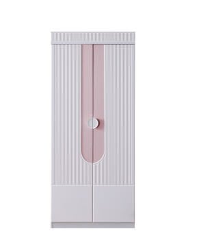 Vira 5 Kapılı Dolap / Beyaz-Pembe / 5 Kapaklı Gardrop / Led Işıklı