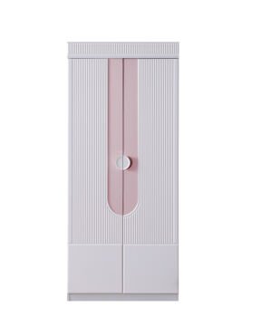 Vira 5 Kapılı Dolap / Beyaz-Pembe / 5 Kapaklı Gardrop / Led Işıklı