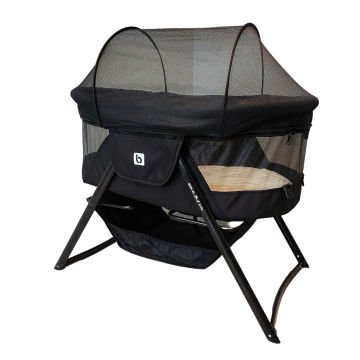 5'li Bedside Katlanır Beşik Seti / Beşik & Pamuklu Yatak & Yorgan & Yastık & Çarşaf Siyah