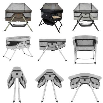 5'li Bedside Katlanır Beşik Seti / Beşik & Pamuklu Yatak & Yorgan & Yastık & Çarşaf Kahve