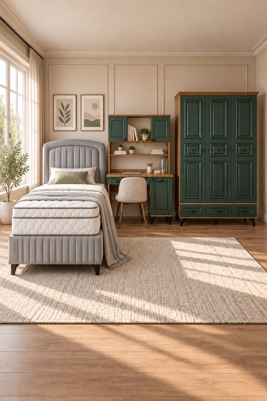 Terra Genç Odası / Çocuk Odası / Komple MDF / Haki