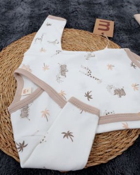 3'lü Hastane Çıkışı / Bady & Pantolon & Müslin Battaniye / %100 Pamuklu Beyaz-Bej - 3-6 Ay