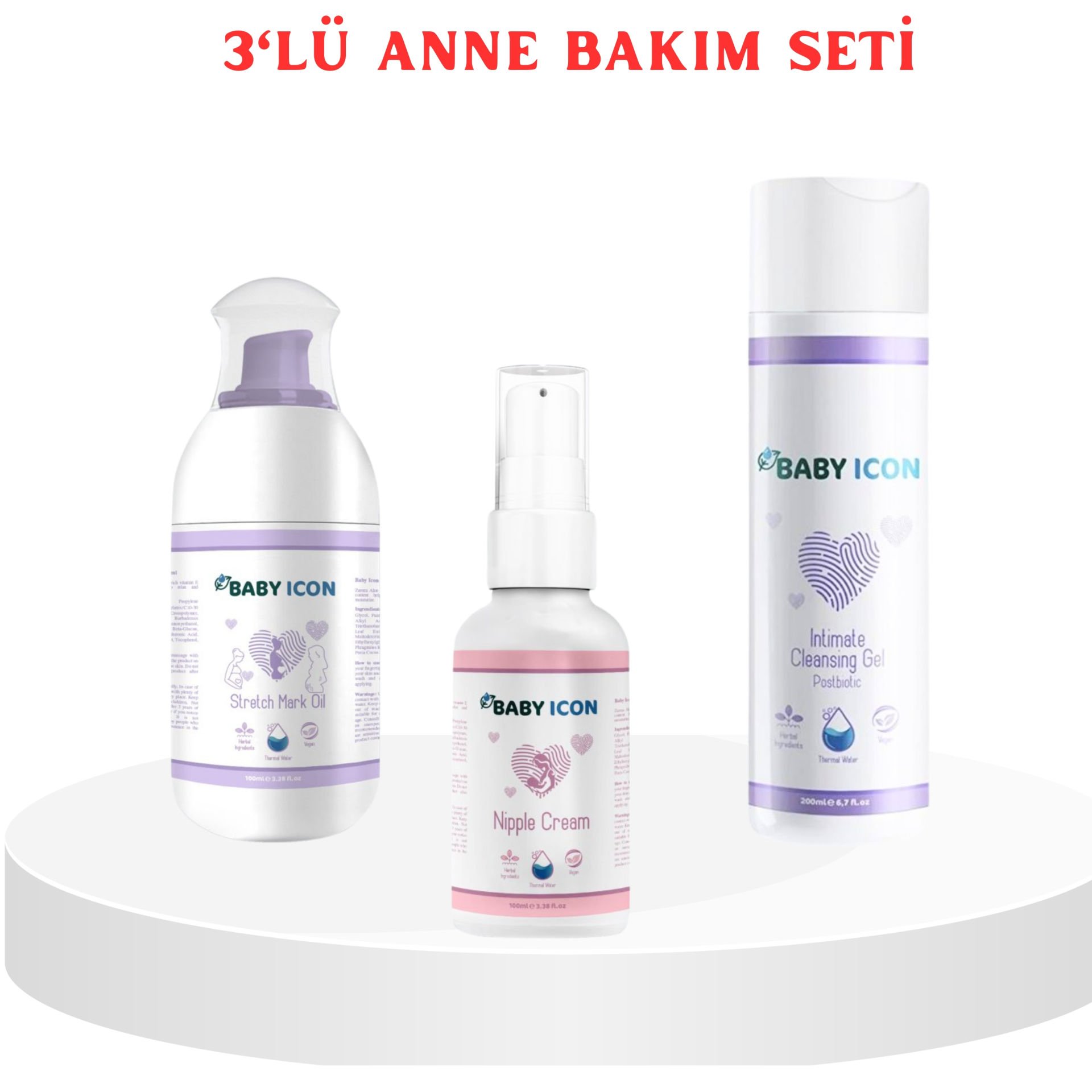3'lü Anne Bakım Seti / Göğüs Ucu Kremi / Gebe Çatlak Kremi / İntim Temizleme Jeli