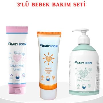 3'lü Bebek Bakım Seti / Pişik Kremi / Güneş Kremi / Saç ve Vücut Şampuanı