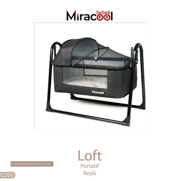 Loft Beşik Bambo Yatak Hediye Siyah