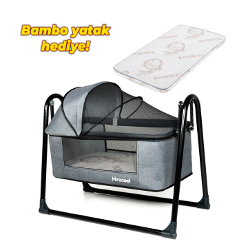 Loft Beşik Bambo Yatak Hediye Gri