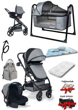 8'li Set / Joell Truva Travel Sistem Bebek Arabası / Puset / Loft Beşik / Yatak / Çanta / 3'lü Nevresim
