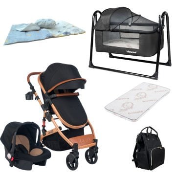 8'li Set / Joell Truva Travel Sistem Bebek Arabası / Puset / Loft Beşik / Yatak / Çanta / 3'lü Nevresim