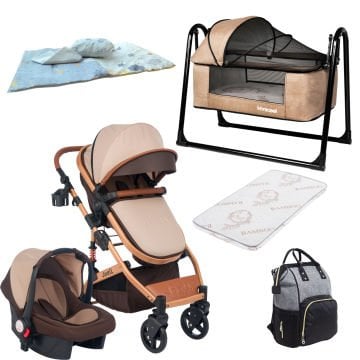 8'li Set / Joell Truva Travel Sistem Bebek Arabası / Puset / Loft Beşik / Yatak / Çanta / 3'lü Nevresim