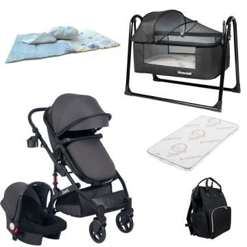 8'li Set / Joell Truva Travel Sistem Bebek Arabası / Puset / Loft Beşik / Yatak / Çanta / 3'lü Nevresim
