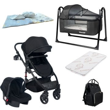 8'li Set / Joell Truva Travel Sistem Bebek Arabası / Puset / Loft Beşik / Yatak / Çanta / 3'lü Nevresim