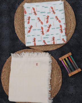 2’li Bebek Battaniye Seti – %100 Pamuk & Organik / Bej + Desen