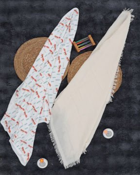 2’li Bebek Battaniye Seti – %100 Pamuk & Organik / Bej + Desen
