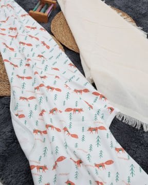2’li Bebek Battaniye Seti – %100 Pamuk & Organik / Bej + Desen