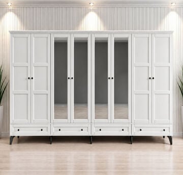 Miracool Karin 8 Kapaklı Dolap / Gardrop / Beyaz / Tamamen MDF