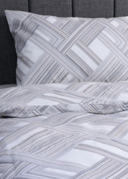 Tek Kişilik Nevresim Takımı Çizgili / Nevresim + Lastikli Çarşaf + Yastık Kılıfı Gri