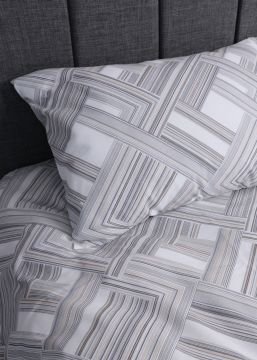 Tek Kişilik Nevresim Takımı Çizgili / Nevresim + Lastikli Çarşaf + Yastık Kılıfı Gri