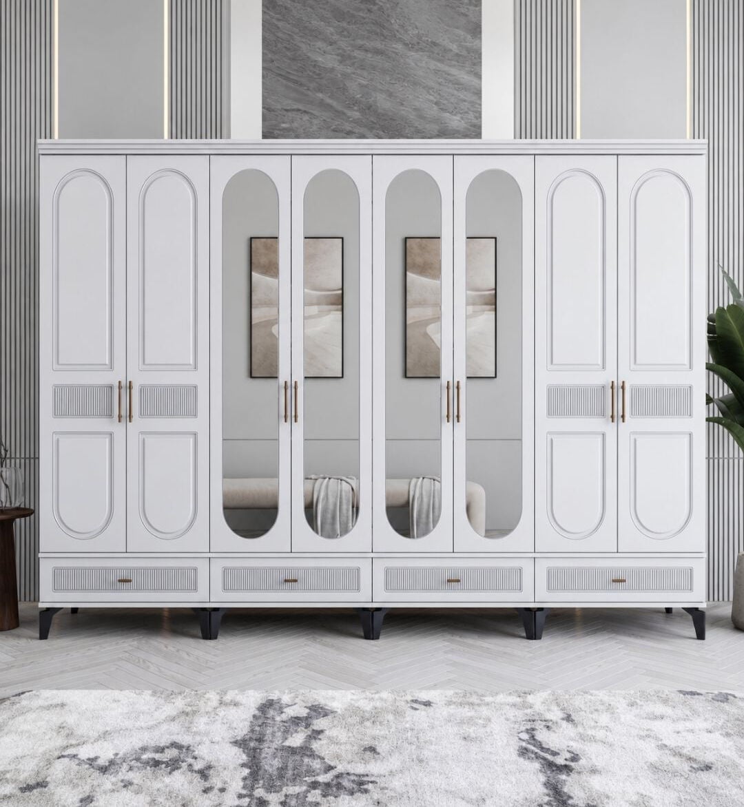 Miracool Libra 8 Kapaklı Dolap / Gardrop / Beyaz / Tamamen MDF